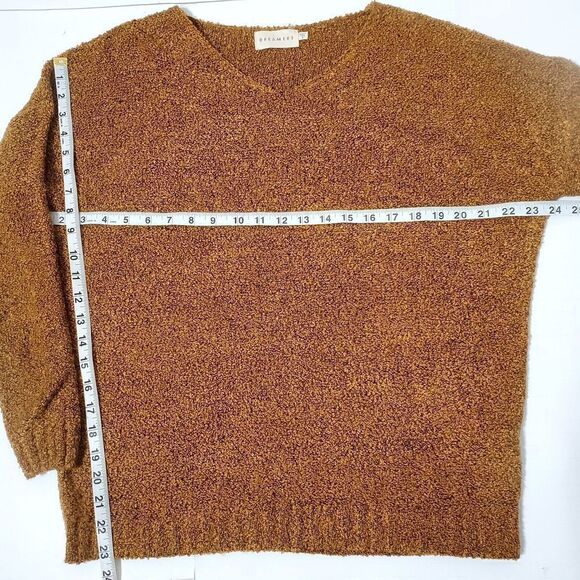 Dreamers Chunky Knit Fuzzy Sweater Size S Mustard Gold V-Neck Slouchy Womens - Picture 6 of 9